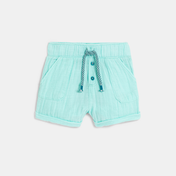 شورت قطن خفيف منقوش باللون الأزرق للأولاد الصغار